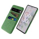 For Google Pixel 6a Cloth Coated Hard Plastic Card Slots Phone Case(Green) - 1