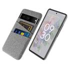 For Google Pixel 6a Cloth Coated Hard Plastic Card Slots Phone Case(Light Grey) - 1