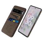 For Google Pixel 6a Cloth Coated Hard Plastic Card Slots Phone Case(Brown) - 1