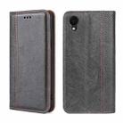 For Samsung Galaxy A22 5G JP Version Grid Texture Magnetic Flip Leather Phone Case(Grey) - 1