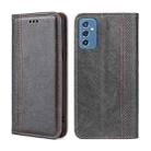 For Samsung Galaxy M52 5G Grid Texture Magnetic Flip Leather Phone Case(Grey) - 1