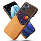 For OPPO Reno7 A Cloth Texture Card Slot PC Leather Phone Case(Orange) - 1