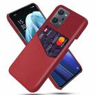 For OPPO Reno7 A Cloth Texture Card Slot PC Leather Phone Case(Red) - 1