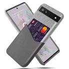 For Google Pixel 6a Cloth Texture Card Slot PC Leather Phone Case(Grey) - 1