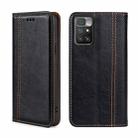 For Xiaomi Redmi 10 Grid Texture Magnetic Flip Leather Phone Case(Black) - 1