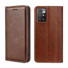 For Xiaomi Redmi 10 Grid Texture Magnetic Flip Leather Phone Case(Brown) - 1