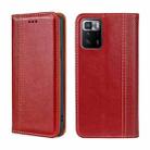 For Xiaomi Redmi Note 10 Pro 5G China Grid Texture Magnetic Flip Leather Phone Case(Red) - 1