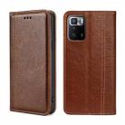 For Xiaomi Redmi Note 10 Pro 5G China Grid Texture Magnetic Flip Leather Phone Case(Brown) - 1
