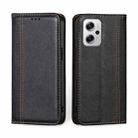 For Xiaomi Redmi Note 11T Pro 5G/Note 11T Pro+ 5G Grid Texture Magnetic Flip Leather Phone Case(Black) - 1
