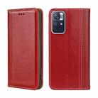 For Xiaomi Redmi Note 11 5G/Poco M4 Pro 5G Grid Texture Magnetic Flip Leather Phone Case(Red) - 1