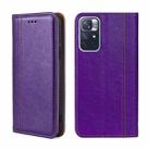 For Xiaomi Redmi Note 11 5G/Poco M4 Pro 5G Grid Texture Magnetic Flip Leather Phone Case(Purple) - 1