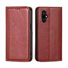 For Xiaomi Poco M4 5G Grid Texture Magnetic Flip Leather Phone Case(Red) - 1