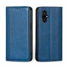 For Xiaomi Poco M4 5G Grid Texture Magnetic Flip Leather Phone Case(Blue) - 1