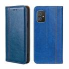 For Asus ZenFone 8 ZS590KS Grid Texture Magnetic Flip Leather Phone Case(Blue) - 1