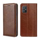 For Asus ZenFone 8 ZS590KS Grid Texture Magnetic Flip Leather Phone Case(Brown) - 1