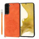 For Samsung Galaxy S22 Mandala Embossed PU + TPU Phone Case with Holder(Orange) - 1