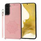 For Samsung Galaxy S22 Mandala Embossed PU + TPU Phone Case with Holder(Rose Gold) - 1