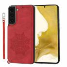 For Samsung Galaxy S22 Mandala Embossed PU + TPU Phone Case with Holder(Red) - 1