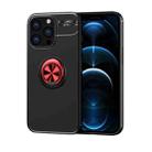 Metal Ring Holder TPU Phone Case For iPhone 14 Pro(Black+Red) - 1