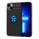 Metal Ring Holder TPU Phone Case For iPhone 14 Max(Black+Blue) - 1