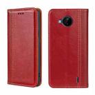 For Nokia C20 Plus Grid Texture Magnetic Flip Leather Phone Case(Red) - 1