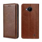 For Nokia C20 Plus Grid Texture Magnetic Flip Leather Phone Case(Brown) - 1