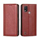 For Nokia C21 Plus Grid Texture Magnetic Flip Leather Phone Case(Red) - 1