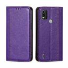 For Nokia C21 Plus Grid Texture Magnetic Flip Leather Phone Case(Purple) - 1