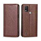 For Nokia C21 Plus Grid Texture Magnetic Flip Leather Phone Case(Brown) - 1