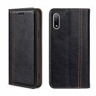 For Sony Xperia Ace II Grid Texture Magnetic Flip Leather Phone Case(Black) - 1