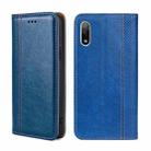 For Sony Xperia Ace II Grid Texture Magnetic Flip Leather Phone Case(Blue) - 1