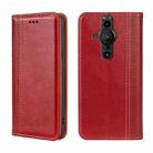 For Sony Xperia Pro-I Grid Texture Magnetic Flip Leather Phone Case(Red) - 1