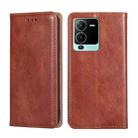 For vivo S15 Pro 5G Gloss Oil Solid Color Magnetic Leather Phone Case(Brown) - 1