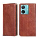 For vivo S15e 5G / T1 Snapdragon 778G Gloss Oil Solid Color Magnetic Leather Phone Case(Brown) - 1