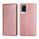 For vivo X60 Pro Global / X60 Curved Screen Ver. Gloss Oil Solid Color Magnetic Leather Phone Case(Rose Gold) - 1