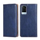 For vivo X60 Pro Global / X60 Curved Screen Ver. Gloss Oil Solid Color Magnetic Leather Phone Case(Blue) - 1