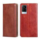 For vivo X60 Pro Global / X60 Curved Screen Ver. Gloss Oil Solid Color Magnetic Leather Phone Case(Brown) - 1