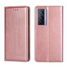 For vivo X70 Gloss Oil Solid Color Magnetic Leather Phone Case(Rose Gold) - 1