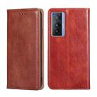 For vivo X70 Gloss Oil Solid Color Magnetic Leather Phone Case(Brown) - 1