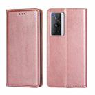 For vivo X70 Pro Gloss Oil Solid Color Magnetic Leather Phone Case(Rose Gold) - 1