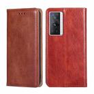 For vivo X70 Pro Gloss Oil Solid Color Magnetic Leather Phone Case(Brown) - 1