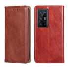 For vivo X70 Pro Plus Gloss Oil Solid Color Magnetic Leather Phone Case(Brown) - 1