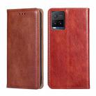 For vivo Y21 / Y21s / Y33s Gloss Oil Solid Color Magnetic Leather Phone Case(Brown) - 1