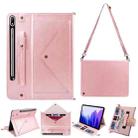 For Samsung Galaxy Tab S7+ T970/T975 Envelope Solid Color Leather Tablet Case(Rose Gold) - 1