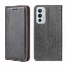 For OnePlus 9RT 5G Grid Texture Magnetic Flip Leather Phone Case(Grey) - 1