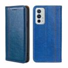 For OnePlus 9RT 5G Grid Texture Magnetic Flip Leather Phone Case(Blue) - 1