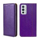 For OnePlus 9RT 5G Grid Texture Magnetic Flip Leather Phone Case(Purple) - 1