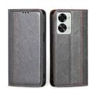 For OnePlus Nord 2T Grid Texture Magnetic Flip Leather Phone Case(Grey) - 1