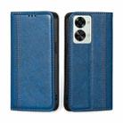 For OnePlus Nord 2T Grid Texture Magnetic Flip Leather Phone Case(Blue) - 1