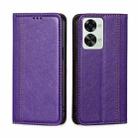 For OnePlus Nord 2T Grid Texture Magnetic Flip Leather Phone Case(Purple) - 1